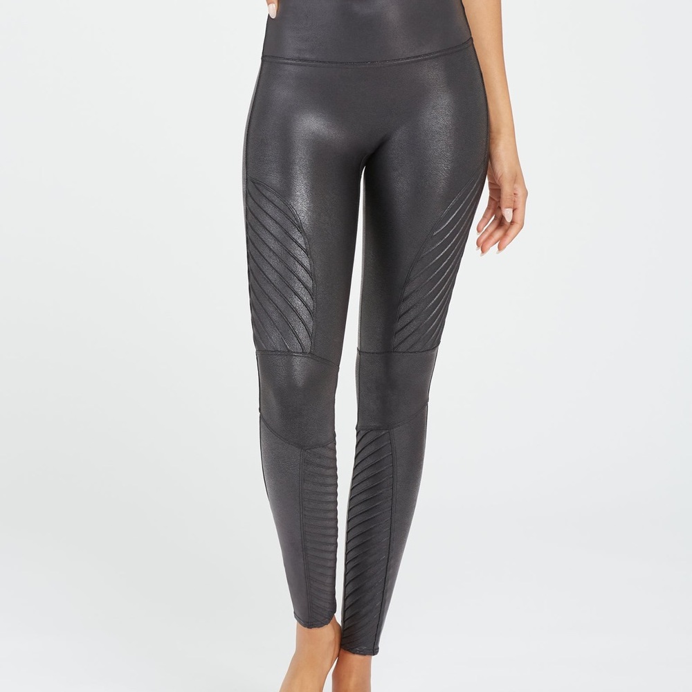 Spanx Faux Leather Moto Leggings, lightly worn, size medium